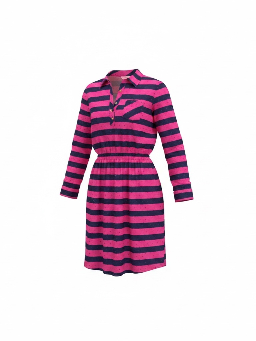 Lilly Pulitzer Pink and Navy Striped Long-Sleeve Shirt Dress
